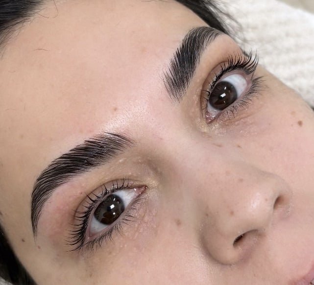 Professional lash lift treatment with keratin solution
