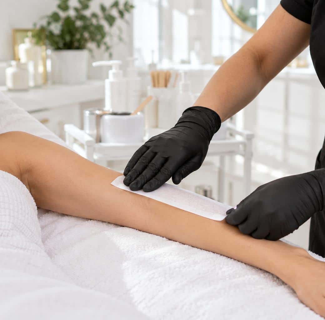 Professional waxing treatment with premium wax