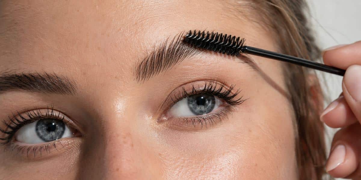 brushing brows with spoolie