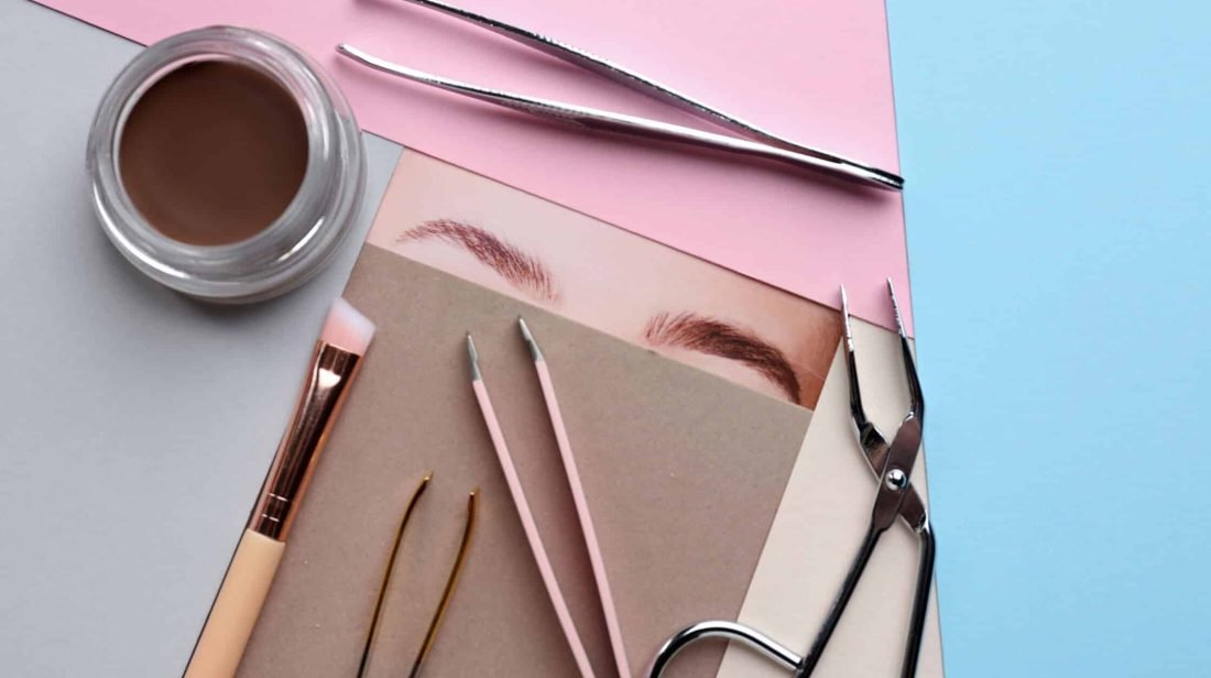 brow tint and eyebrow supplies