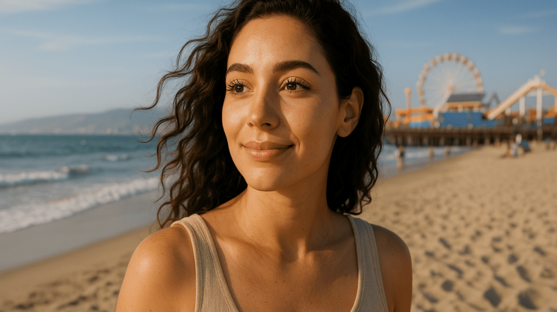 women on beach in santa monica after she got a lash lift service